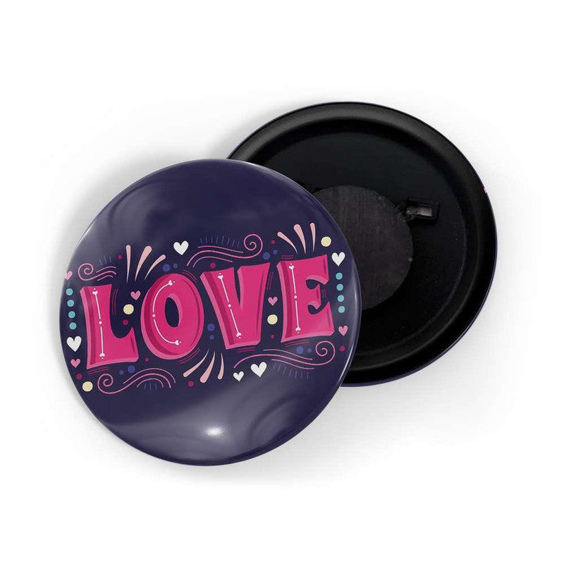 dhcrafts Blue color Round Fridge Magnet Love D1 Glossy Finish Design Pack of 1 (58 mm)